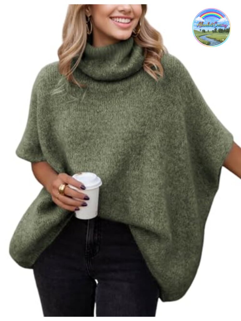 Oversized Batwing Sleeve Turtleneck Sweater Pullover